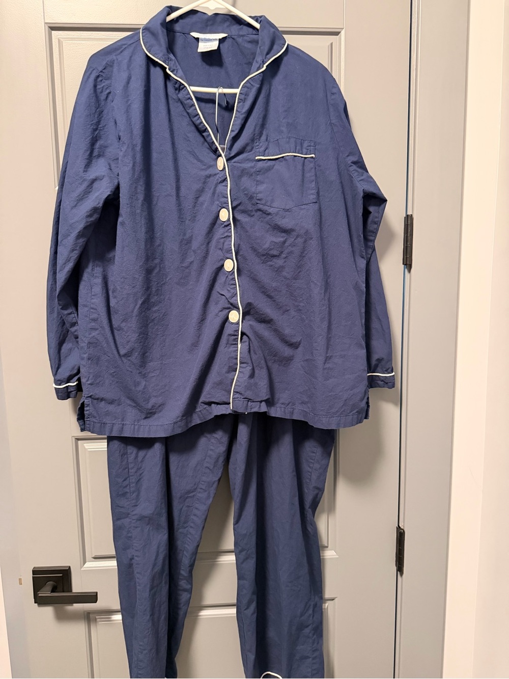 The Company Store Women’s Button-Down Pajama Set Navy XL